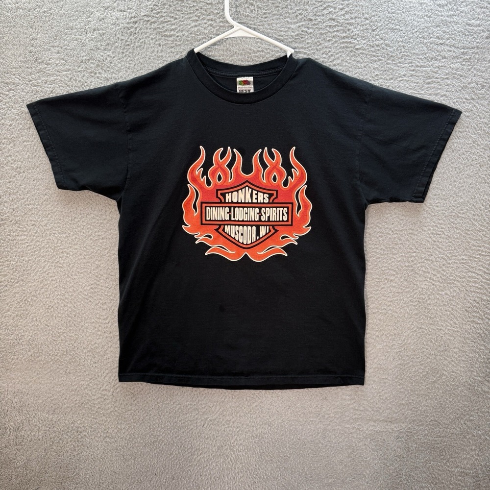 Vintage Fruit Of The Loom Shirt Adult Large Black Biker Motorcycle Grunge Y2K